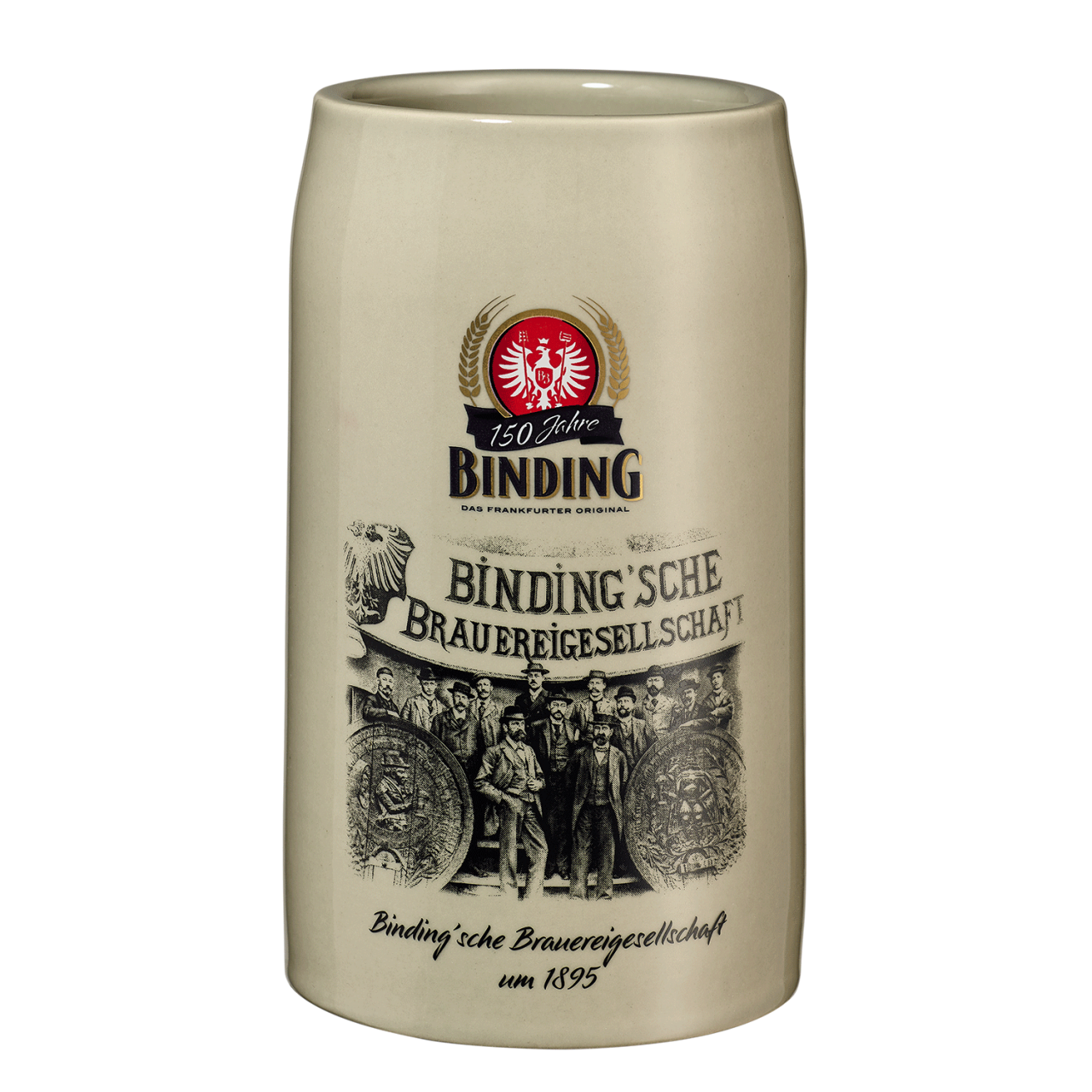 Frontalansicht Binding Jubiläums-Krug Motiv 2 "Brauereigesellschaft um 1895"