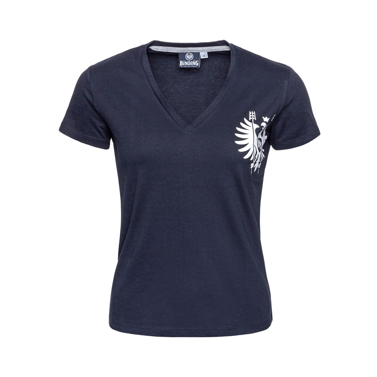 Frontalansicht Binding T-Shirt blau mit Binding Logo in weiß